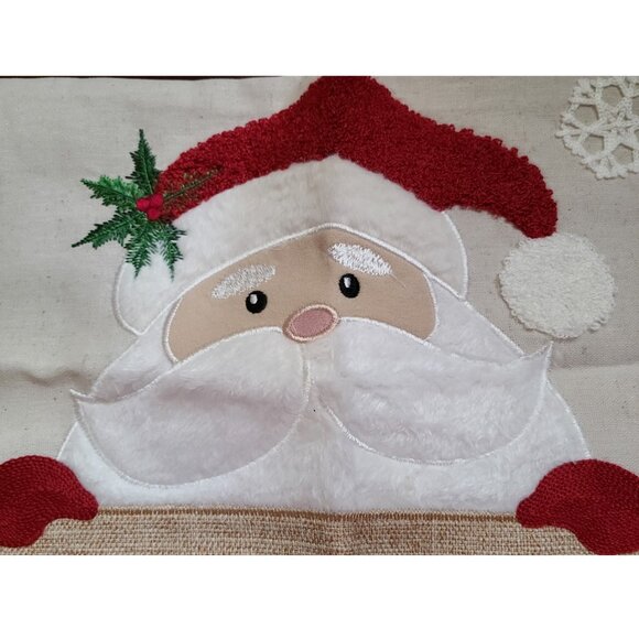 Christmas Throw Pillow Cover Embroidered Decorative Case Holiday Santa Decor 20" - Picture 3 of 9
